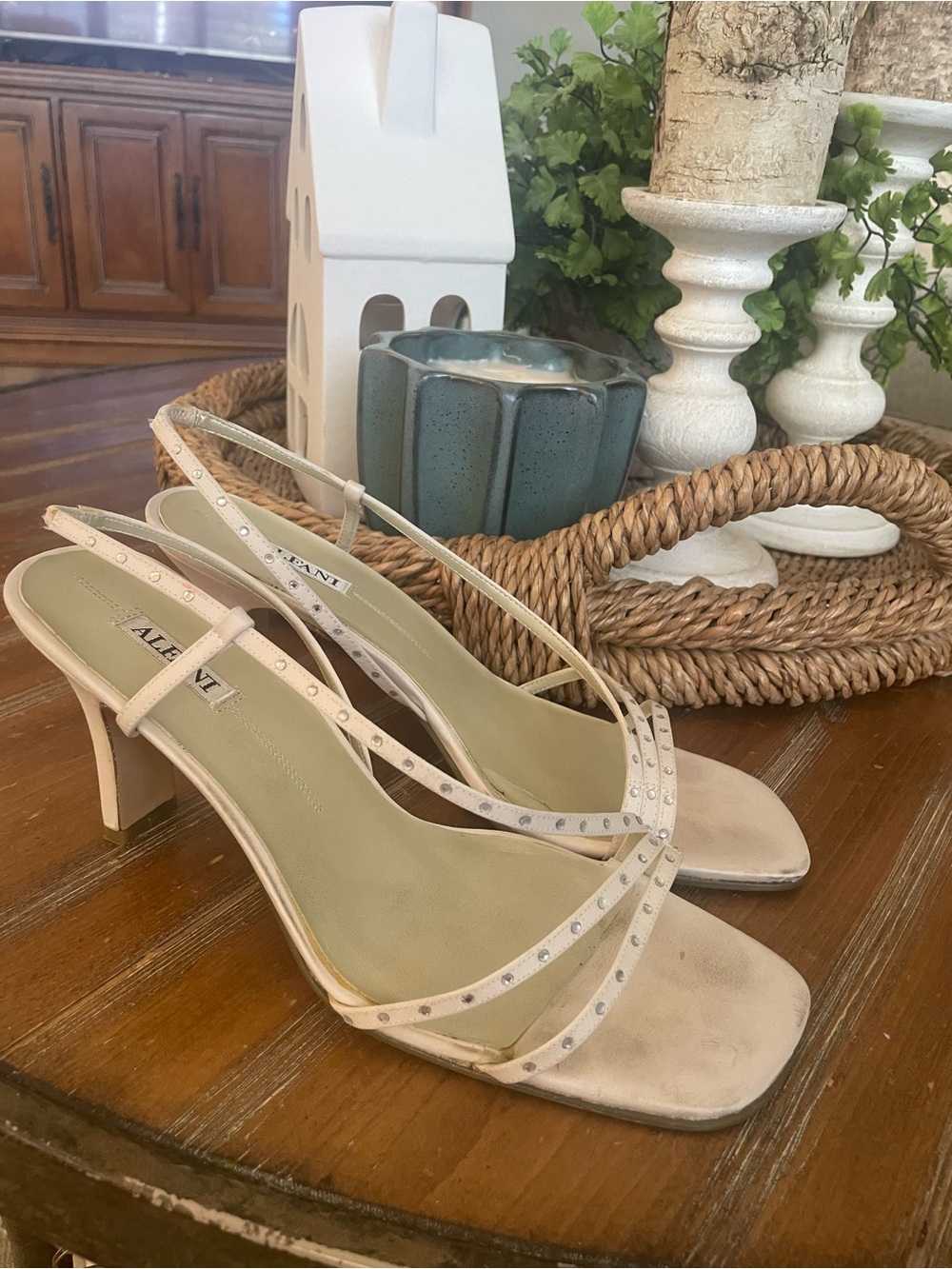 Alfani Women's Ivory Studded Slingback Heels